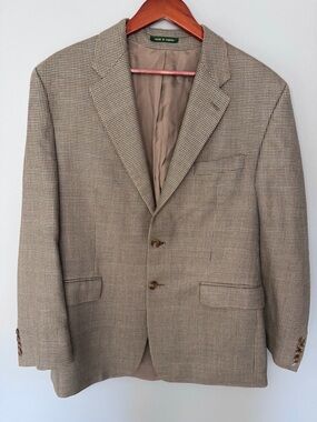 Lauren Ralph Lauren Wool/Silk Houndstooth Blazer Sport Coat | Size 43R